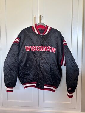 Vintage Gameday University of Wisconsin oversized bomber jacket